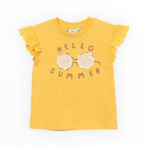 T-shirt jaune imprimé Lunette