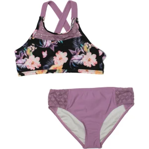 Maillot 2 pièces à motif fleuri Lilas