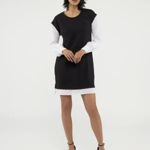 Robe bicolore à col rond