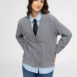 Cardigan court ample à manches longues