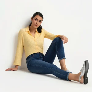 Blouse à manches 3/4 avec boutons