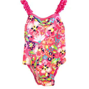 Maillot une pièce fleuri rose