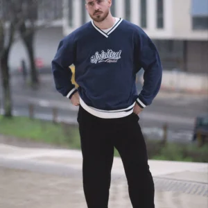 CREWNECK VARSITY OVERSIZE UNISEXE - BLEU