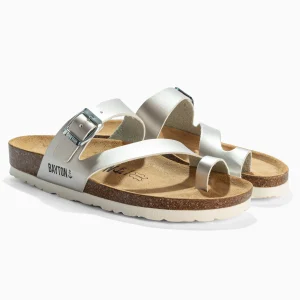 Sandales Biscaye Argentées à Entre-Doigts