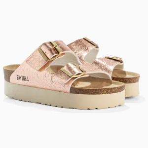 Sandales Japet Rose Dorées à Plateforme