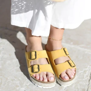 Sandales Alcee Jaune à Plateforme en cuir Suédé