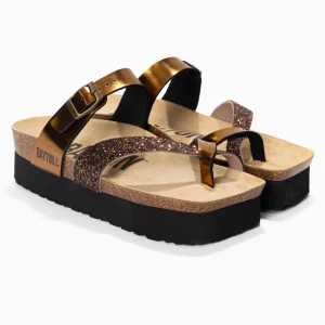 Sandales Andromac Bronze et paillettes à Plateforme