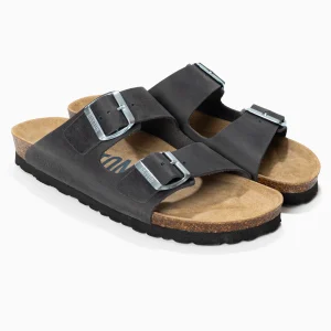 Sandales 2 Brides Atlas Anthracite 100% Cuir