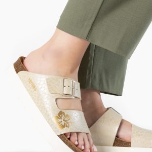 Sandales Jenn Blanc et Doré à Plateforme