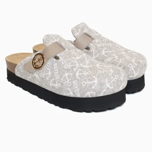 Sabots à plateforme Arno Taupe et Blanc