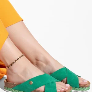 Sandales Burgos Vert en Cuir Suédé