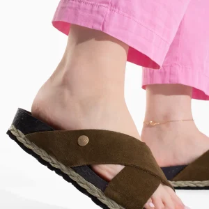 Sandales Burgos Kaki en Cuir Suédé