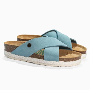 Sandales Burgos Bleu ciel en Cuir Suédé