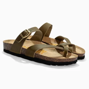 Sandales Diane Kaki en Cuir