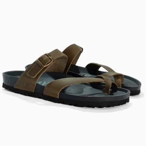 Sandales Diane Kaki en Cuir