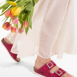 Sandales Strass Atlas Rose Fluo