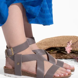 Sandales Mykonos Gris en Cuir