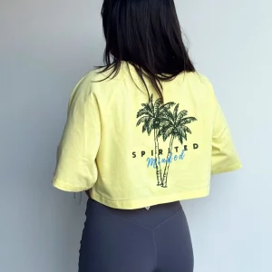 CROP TOP BRODÉ OVERSIZE SOLSTICE FLOW - JAUNE