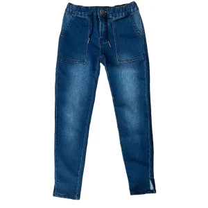 Jogg-jean droit à fentes BLEU