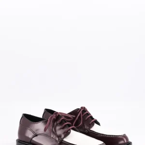 idaho - derbies cuir glacé bordeaux et cuir grainé blanc