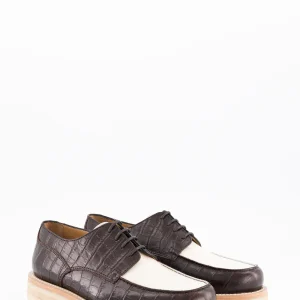 libby - derbies cuir crème-chocolat