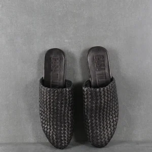 Mules tréssées cuir - Noir - Tessir