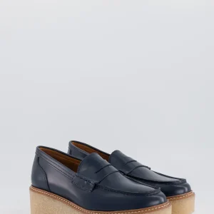 pennie - mocassin cuir glacé bleu marine