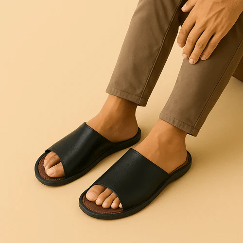 Chaussons claquettes homme | Cuir – Image 8