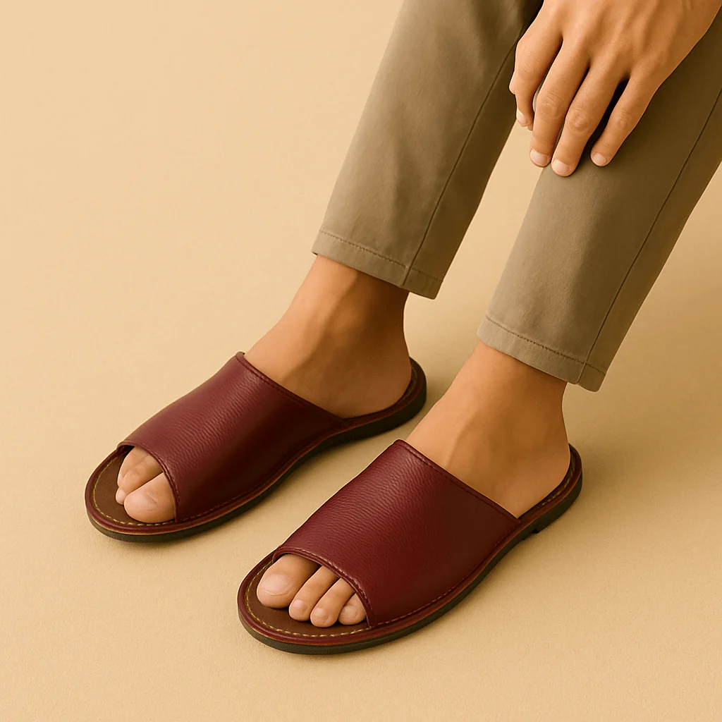 Chaussons claquettes homme | Cuir – Image 6