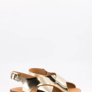 clara - sandale brides croisées cuir miroir platine