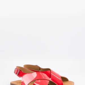 clara - sandale brides croisées cuir vernis pavot