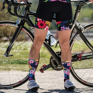 Cuissard vélo femme Aubisque Edition Spring - Black Flowers