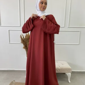 ABAYA MANCHES VOLANTES TERRACOTTA