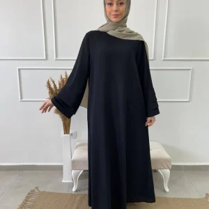 ABAYA MANCHES VOLANTES NOIR