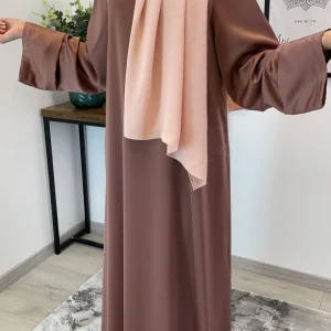 ABAYA SATIN VIEUX ROSE