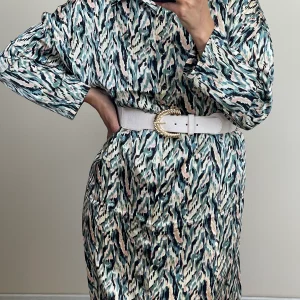 ROBE CHEMISE SATIN VERTE