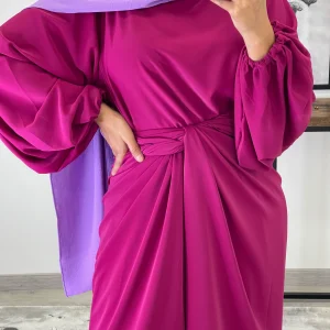 ROBE ABAYA JAWHARA FUSHIA