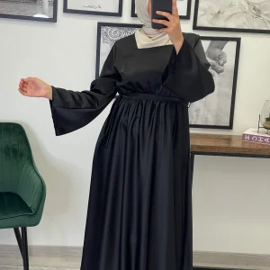 ROBE SATIN ADELINE NOIR