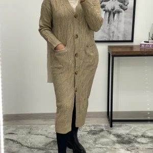 CARDIGAN LONG FEMME BEIGE