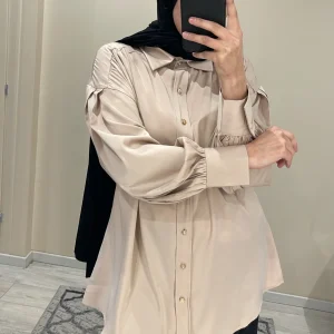 CHEMISIER SATIN NUDE