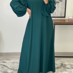 ROBE ABAYA JAWHARA VERT SAPIN