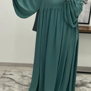 ABAYA AMINA VERT CANARD