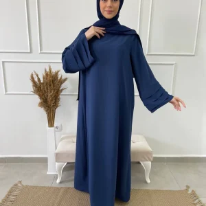 ABAYA MANCHES VOLANTES BLEU