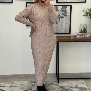 ROBE PULL TORSADE FEMME CAMEL