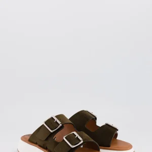 joan - sandale cuir velours kaki