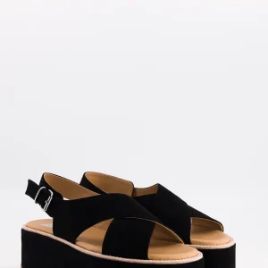 mavis - sandale brides croisées daim noir