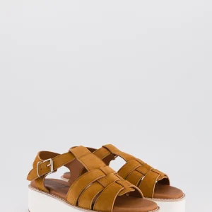 mila - sandale cuir velours noisette