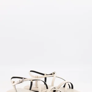 naomi - sandale plate cuir vernis crème