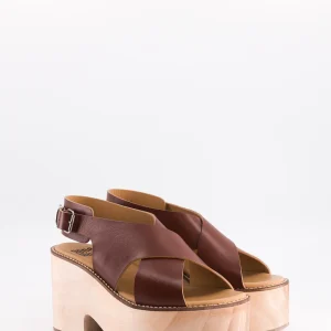 sofia - sandale brides croisées cuir chocolat