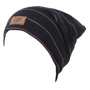 Tuque en coton L&P RAYÉ NOIR/CARAMEL